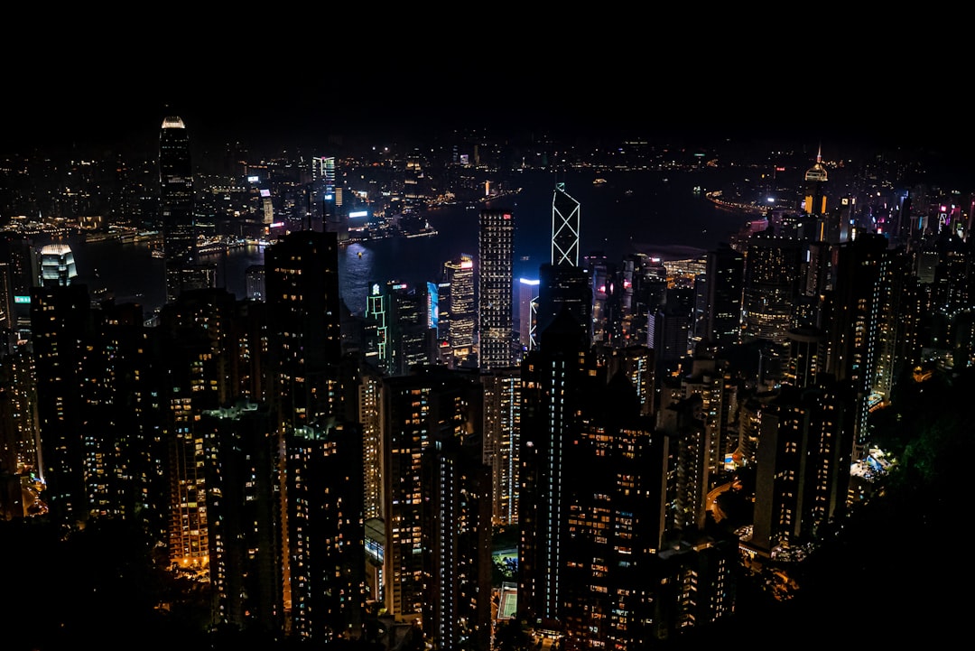 Hong Kong skyline Victoria Harbour at night