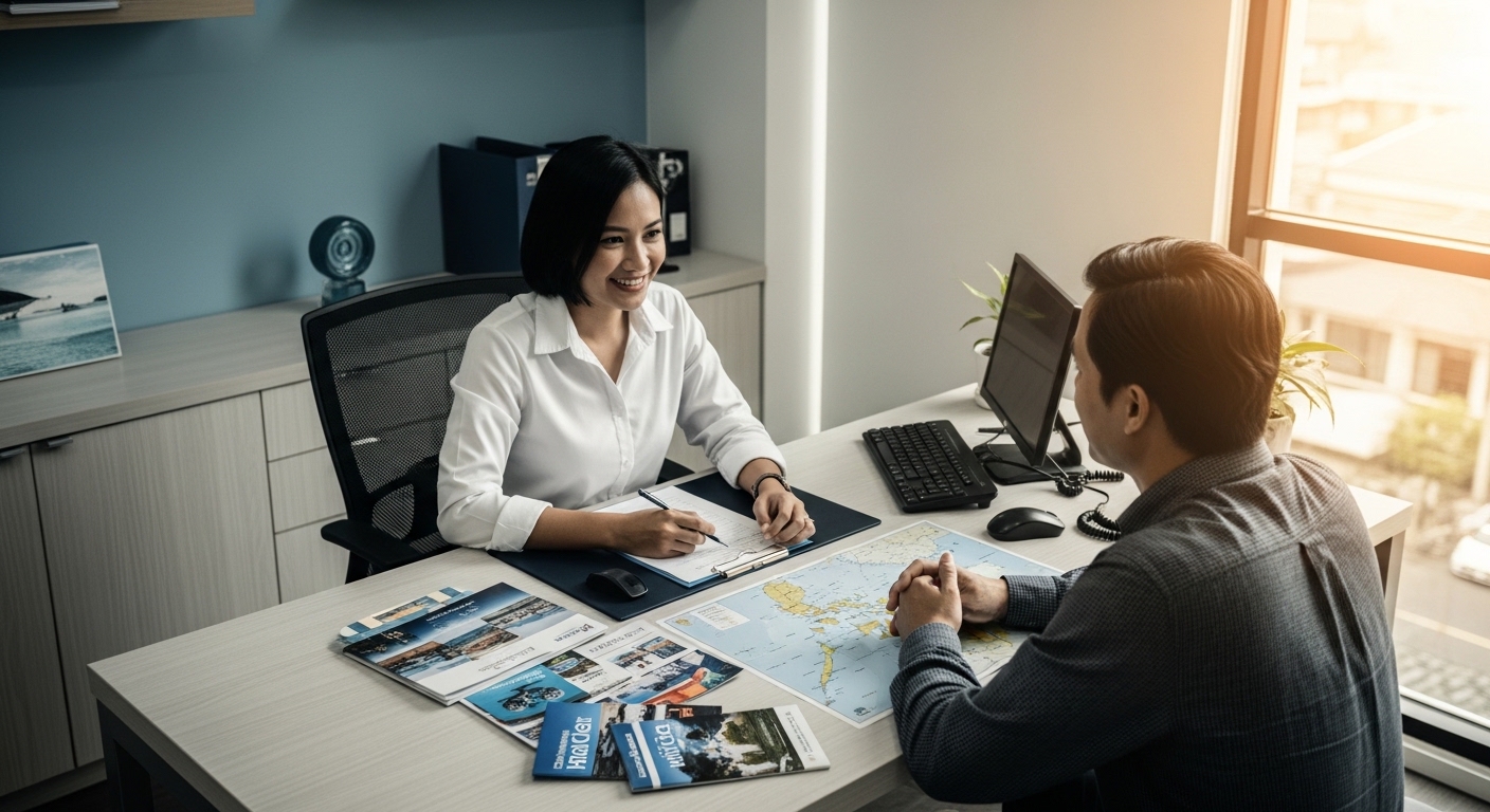 Travel consultation meeting at Mesho Travel and Tours office