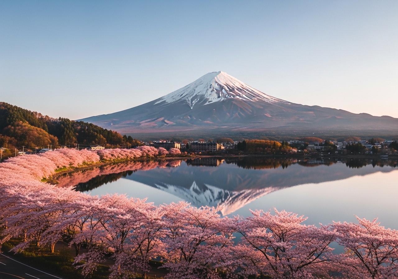 Mount Fuji Japan cherry blossoms