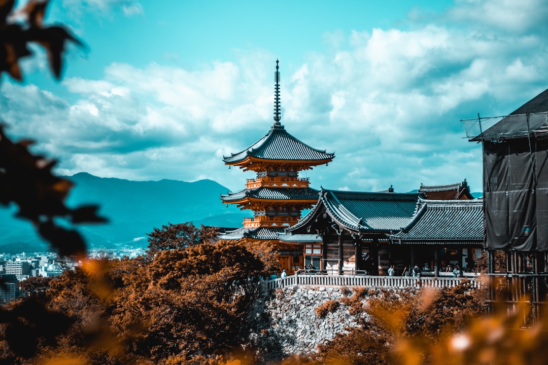Kyoto traditional temple with autumn foliage