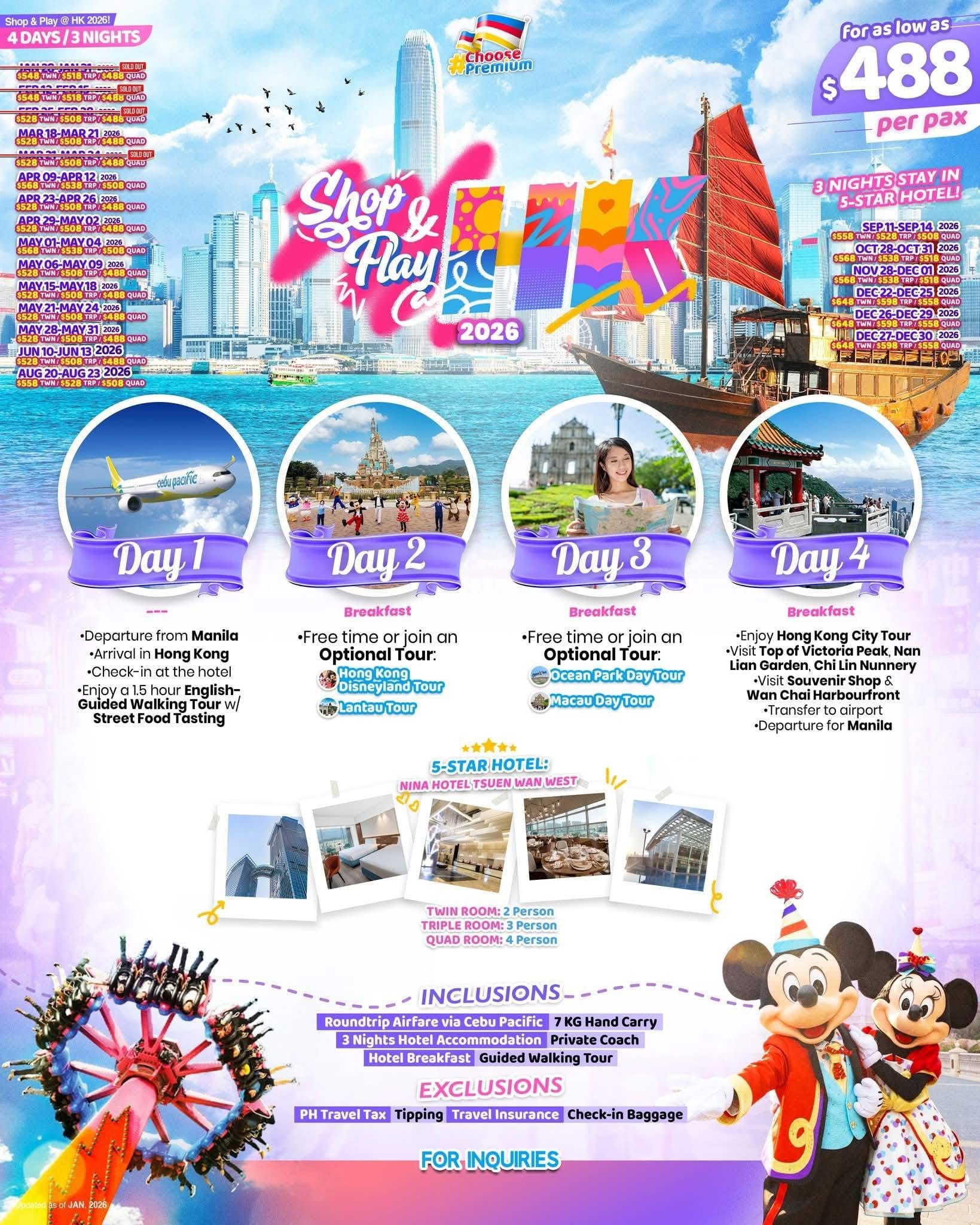Shop and Play in Hong Kong 2026 Tour Package Flyer
