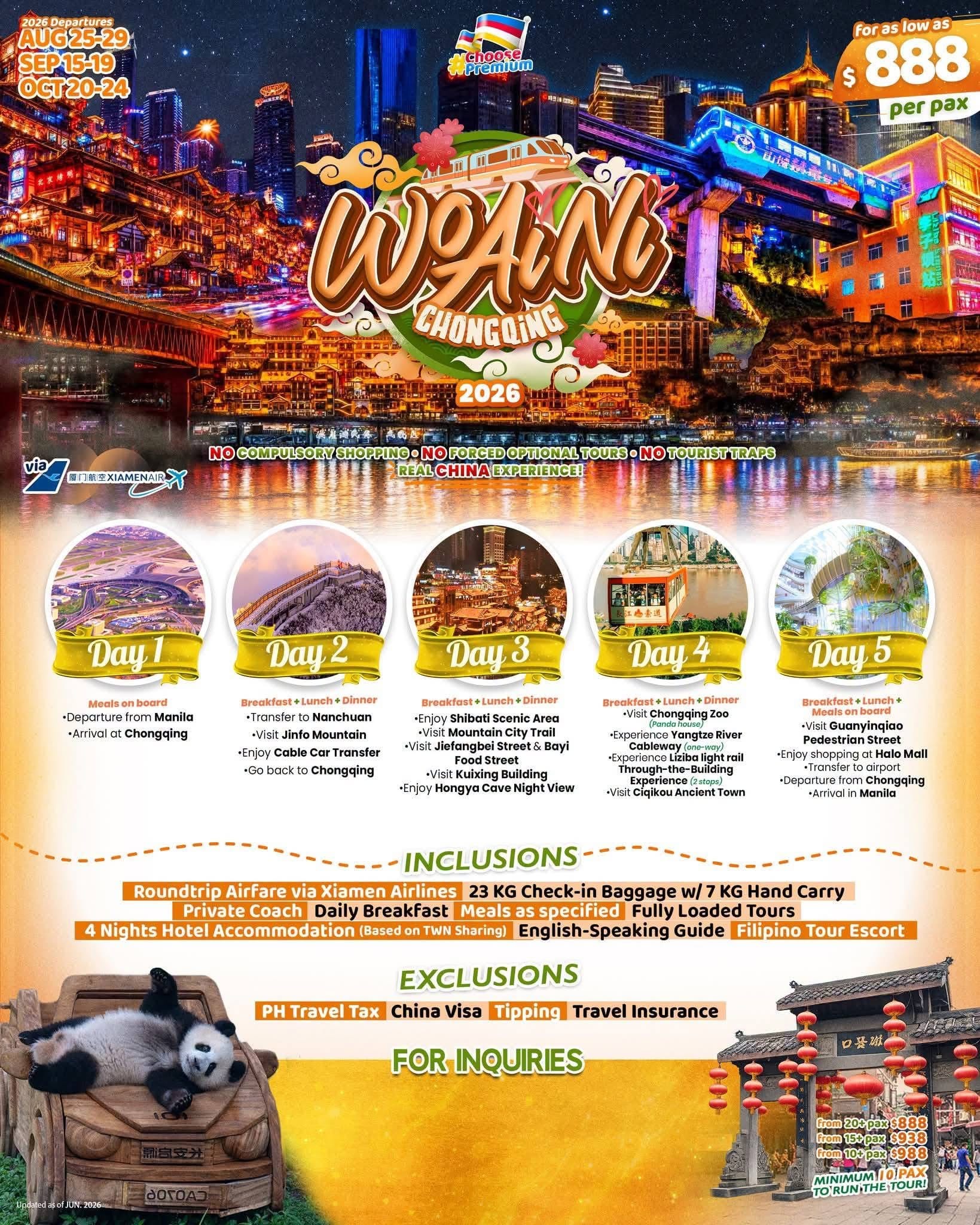 Wow Chongqing 2026 Tour Package Poster